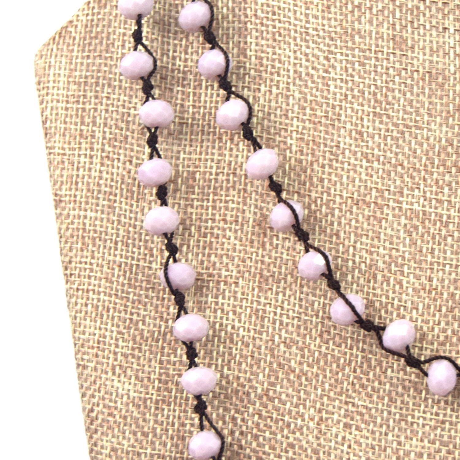 72" - 6mm x 8mm Opaque Lavender Rondelle Chinese Crystal Hand Woven Necklace - Holiday Special!