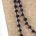 72" - 6mm x 8mm Opaque Navy Blue Rondelle Chinese Crystal Hand Woven Necklace - Holiday Special!