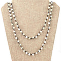 72" - 6mm x 8mm Opaque White/Ivory Rondelle Chinese Crystal Hand Woven Necklace - Holiday Special!