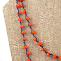 72" - 6mm x 8mm Orange w/ Navy Thread Rondelle Chinese Crystal Hand Woven Necklace -Holiday Special!