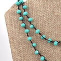 72" - 6mm x 8mm Opaque Aqua Blue Rondelle Chinese Crystal Hand Woven Necklace - Holiday Special!