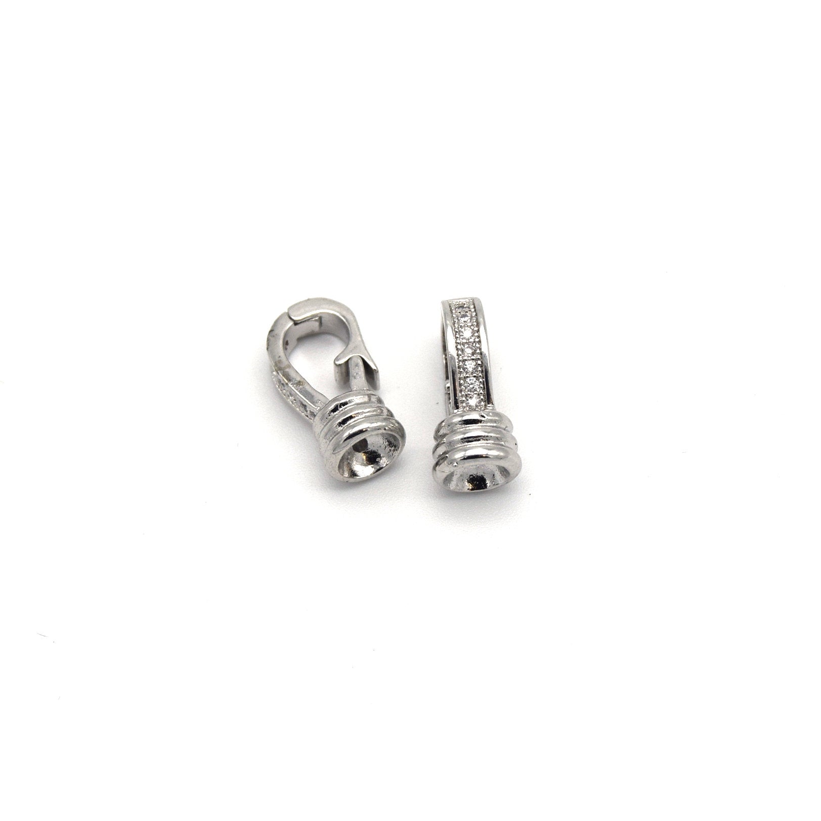 8mm x 15mm Smooth Silver Plated Cubic Zirconia Claw Shaped Copper Clasp Components