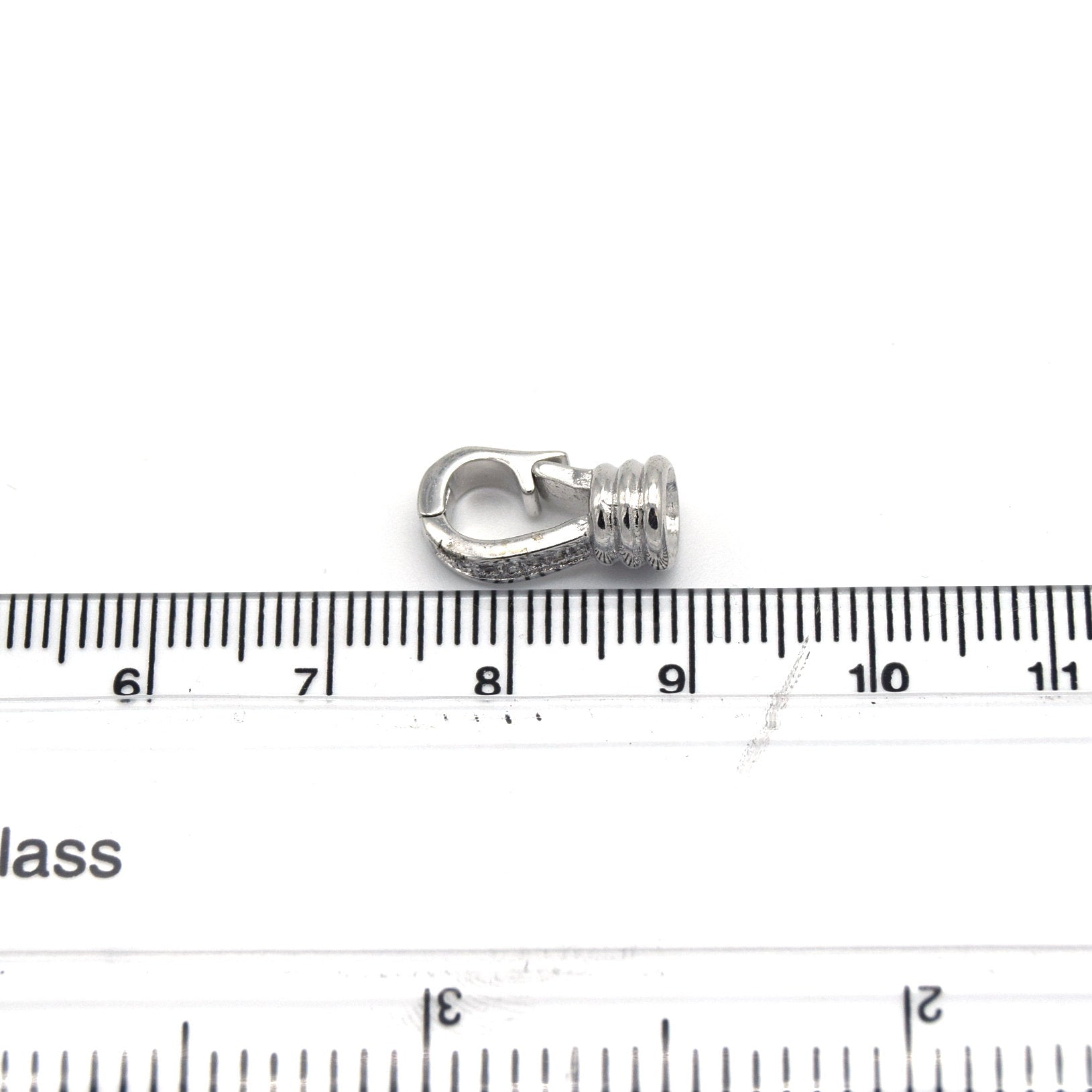 8mm x 15mm Smooth Silver Plated Cubic Zirconia Claw Shaped Copper Clasp Components