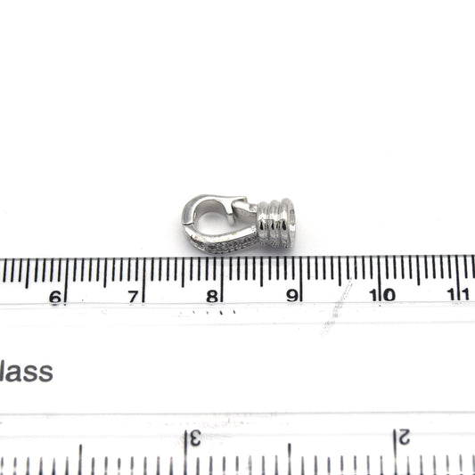 8mm x 15mm Smooth Silver Plated Cubic Zirconia Claw Shaped Copper Clasp Components