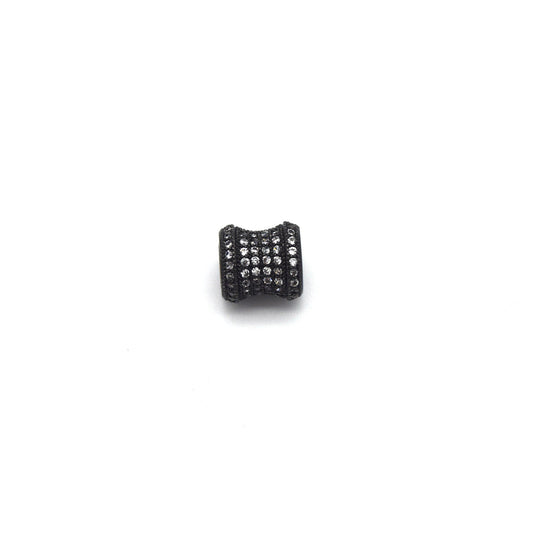 9mm x 7mm Gunmetal Plated CZ Cubic Zirconia Encrusted/Inlaid Flared Tube Shaped Bead