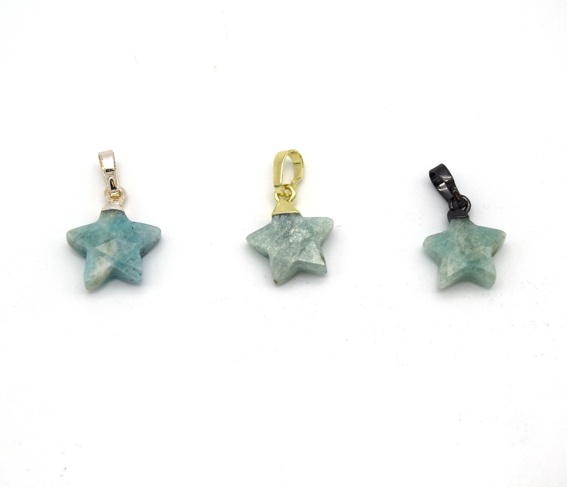 12mm x 12mm Amazonite Faceted Star Shaped Pendant Component with Gold Bail