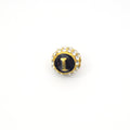 Clearance!! Gold 11mm Double-sided Letter "I"  Rhinestone Banded Round/Ball Shaped Bead