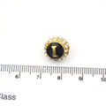 Clearance!! Gold 11mm Double-sided Letter "I"  Rhinestone Banded Round/Ball Shaped Bead