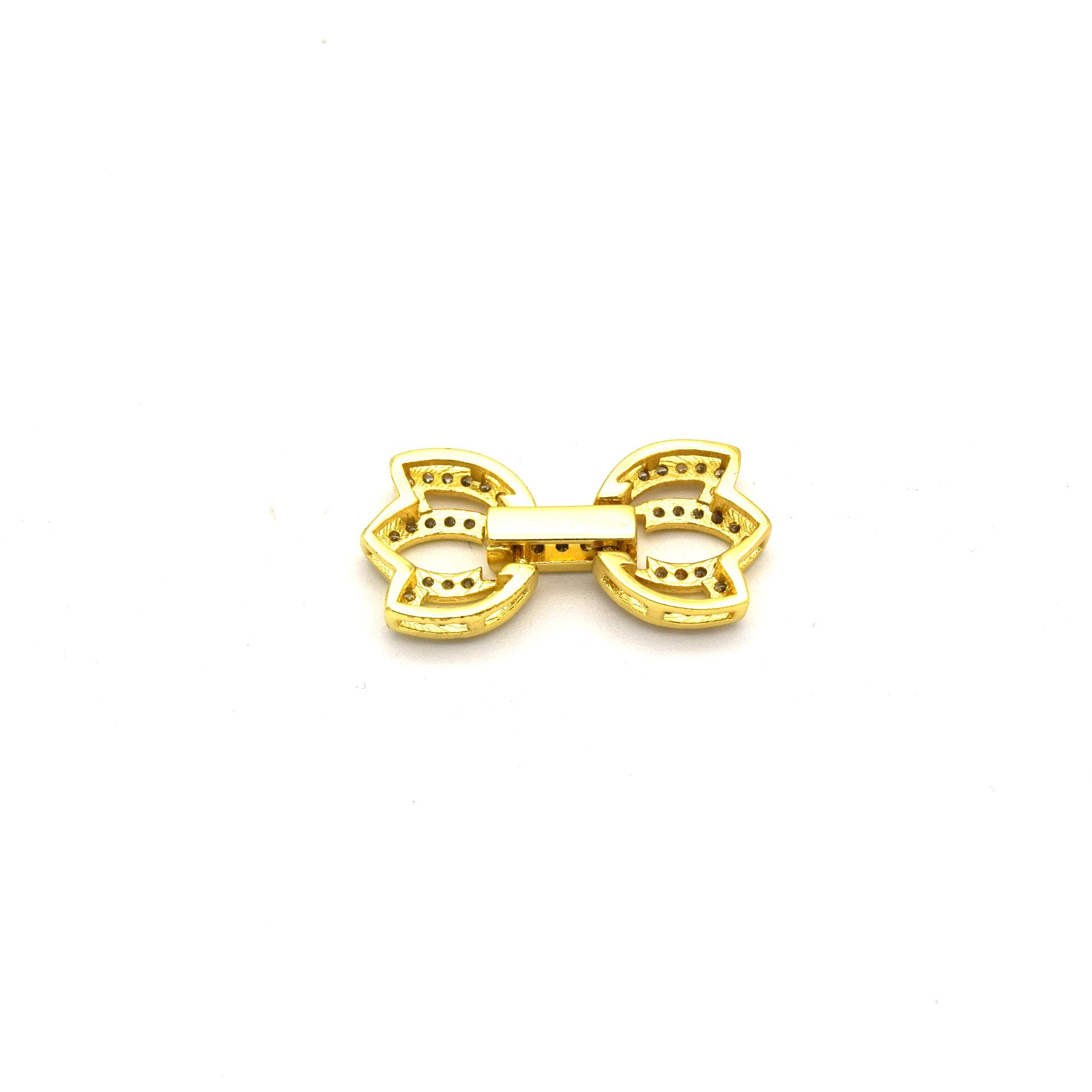 22mm x 12mm Gold Plated Cubic Zirconia Encrusted/Inlaid Double Tulip Shaped Clasp Components