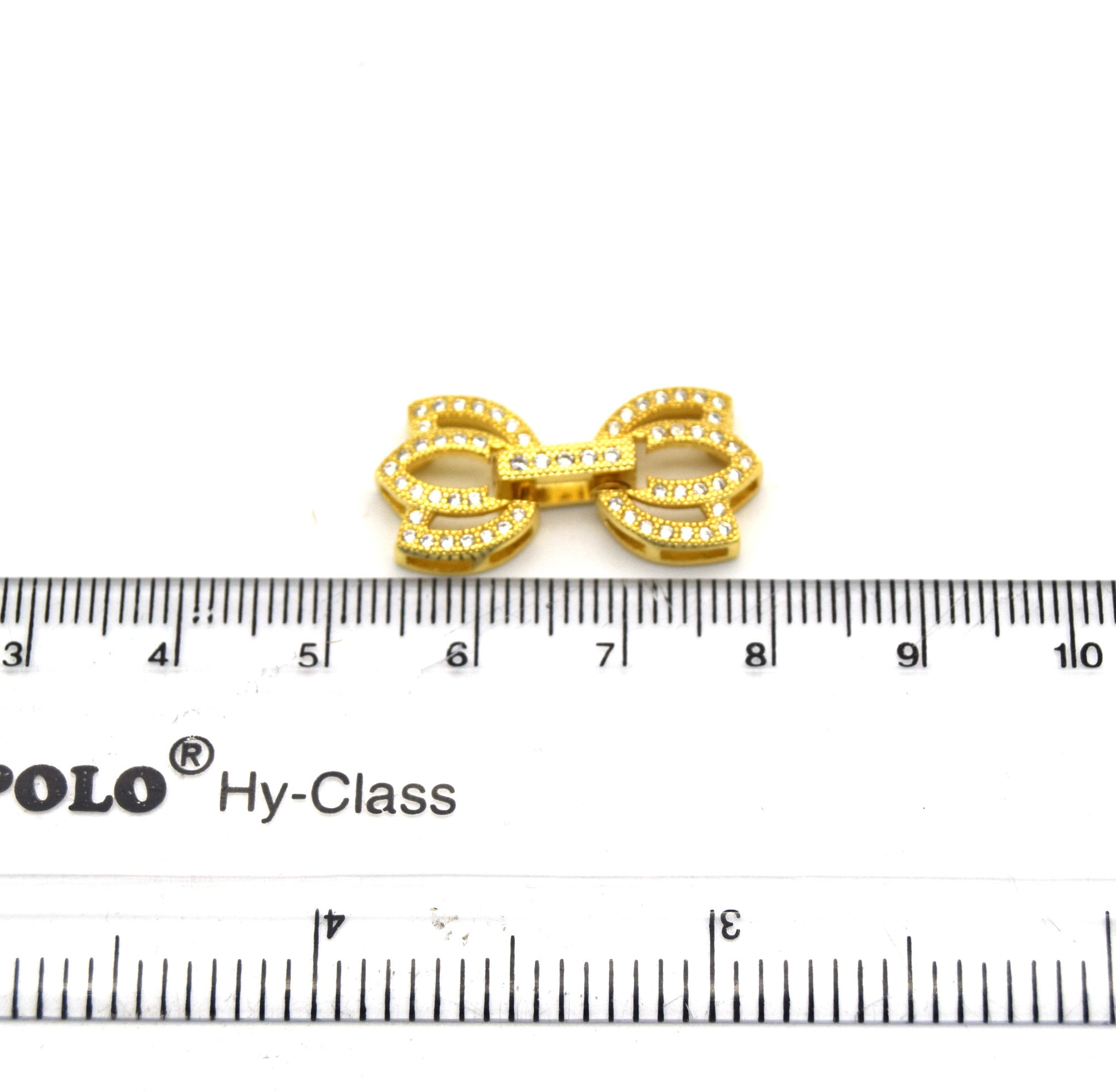 22mm x 12mm Gold Plated Cubic Zirconia Encrusted/Inlaid Double Tulip Shaped Clasp Components