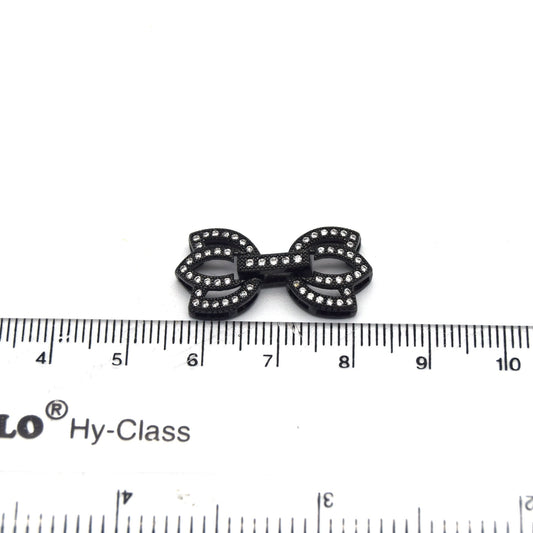 22mm x 12mm Gunmetal Cubic Zirconia Encrusted/Inlaid Double Tulip Shaped Clasp Components