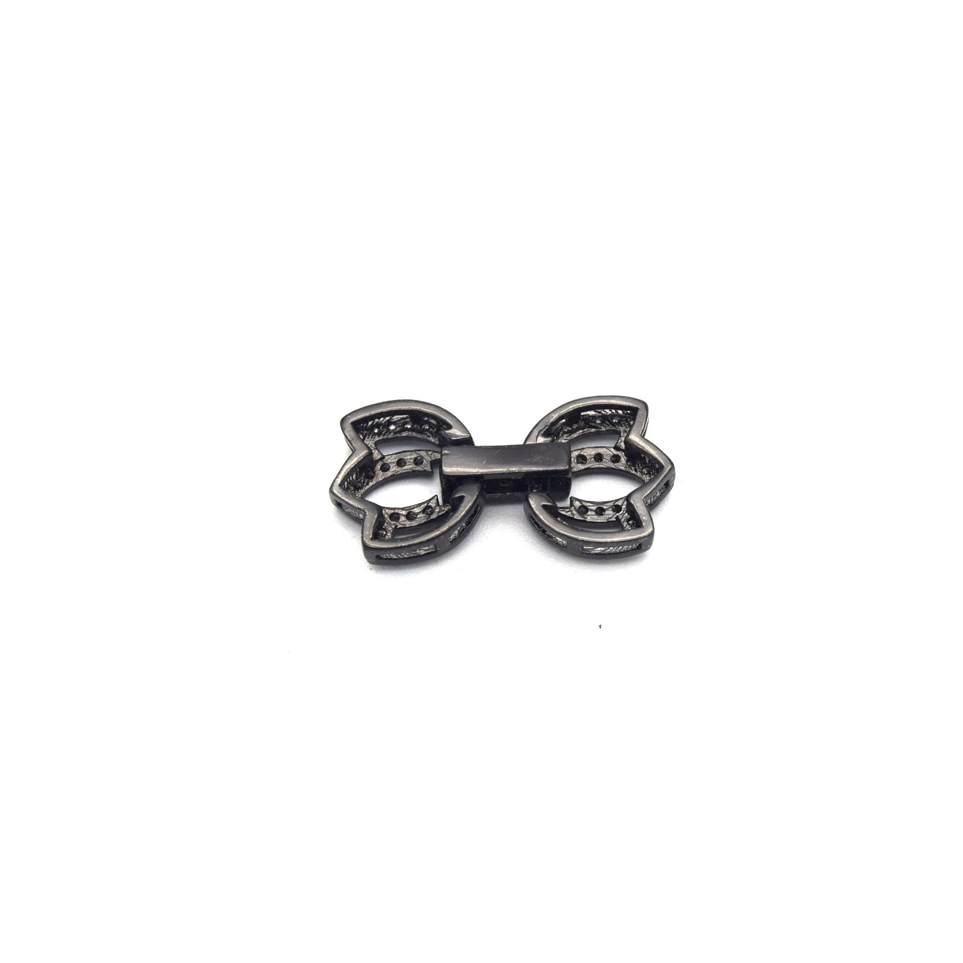 22mm x 12mm Gunmetal Cubic Zirconia Encrusted/Inlaid Double Tulip Shaped Clasp Components