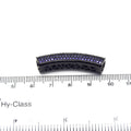 36mm Gunmetal CZ Cubic Zirconia Inlaid Curved Tube/Macaroni Shaped Bead with Purple CZ