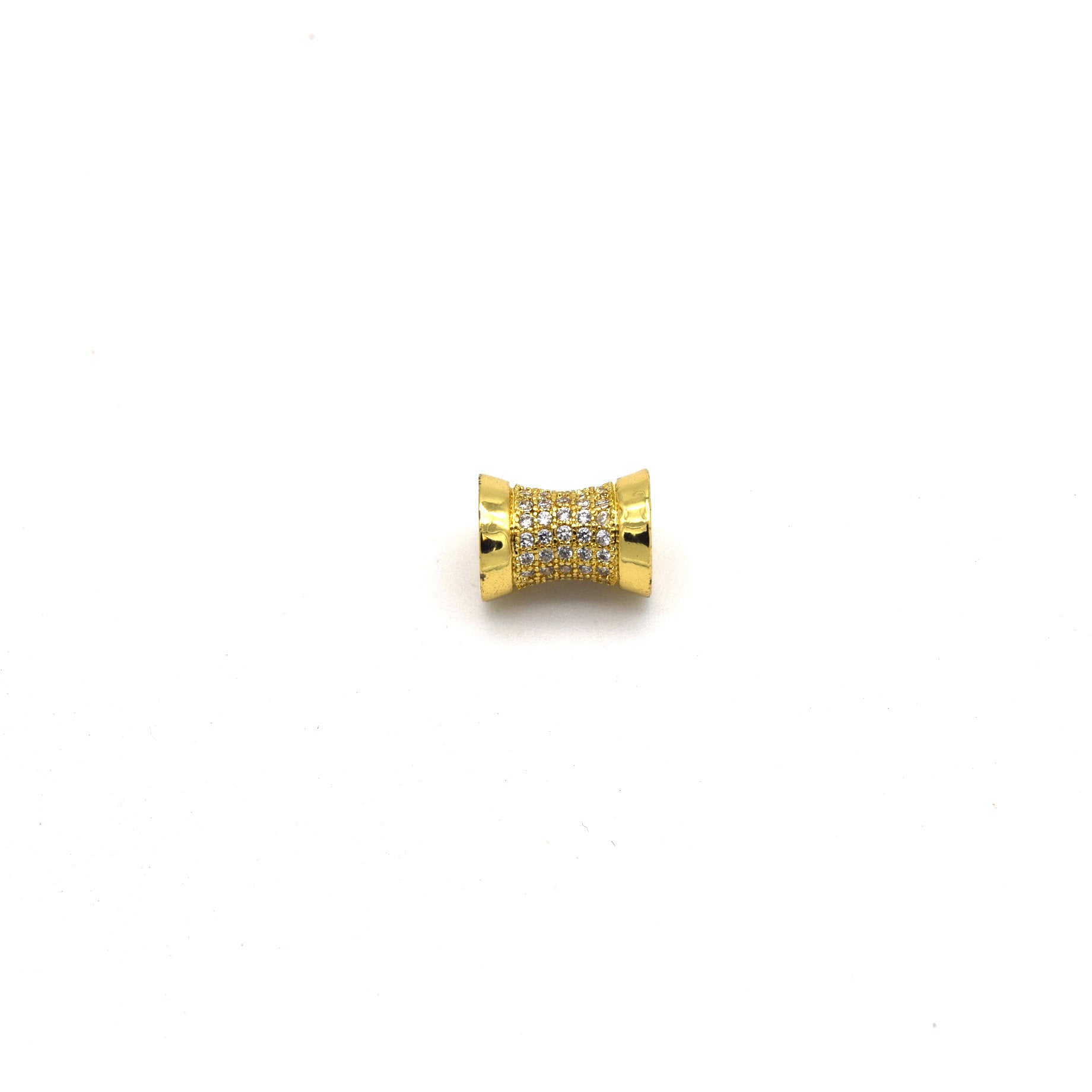 8mm x 11mm Gold Plated CZ Cubic Zirconia Inlaid Flared Shaped Bead with 4mm Holes