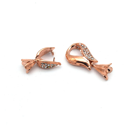 45mm Rose Gold Plated Cubic Zirconia Encrusted/Inlaid Nesting Looped Shaped Clasp Components