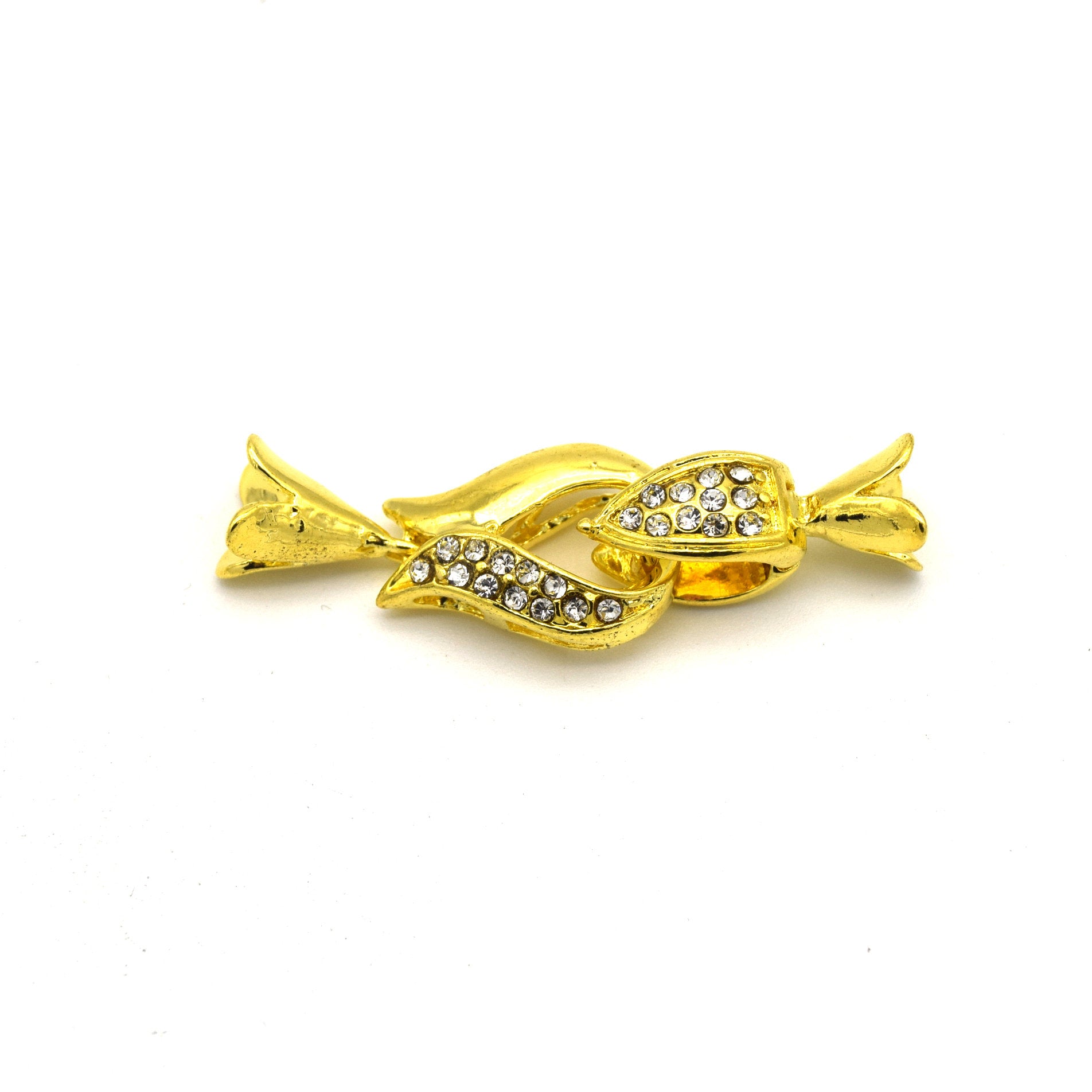 45mm Gold Plated Cubic Zirconia Encrusted/Inlaid Nesting Looped Shaped Clasp Components