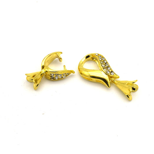 45mm Gold Plated Cubic Zirconia Encrusted/Inlaid Nesting Looped Shaped Clasp Components