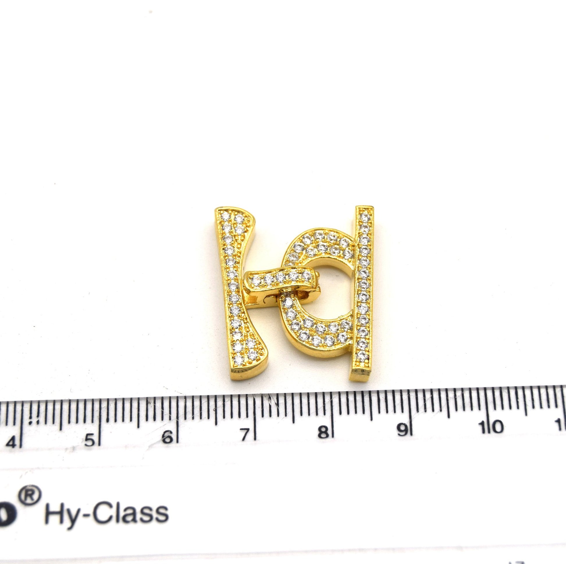 20mm x 25mm Gold Plated Cubic Zirconia Encrusted/Inlaid Bar/Loop Shaped Clasp Components