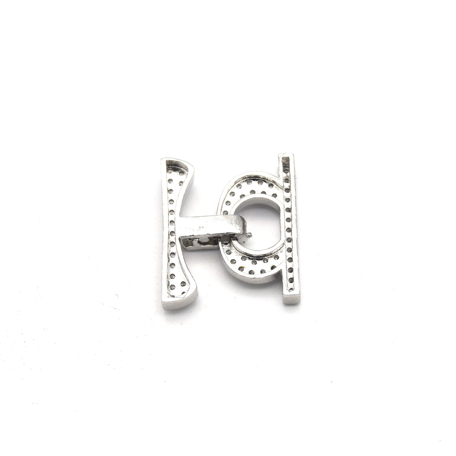 20mm x 25mm Silver Plated Cubic Zirconia Encrusted/Inlaid Bar/Loop Shaped Clasp Components