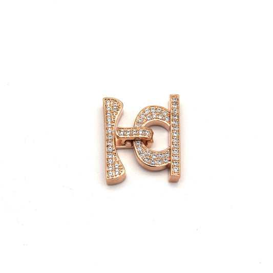 20mm x 25mm Rose Gold Plated Cubic Zirconia Encrusted/Inlaid Bar/Loop Shaped Clasp Components