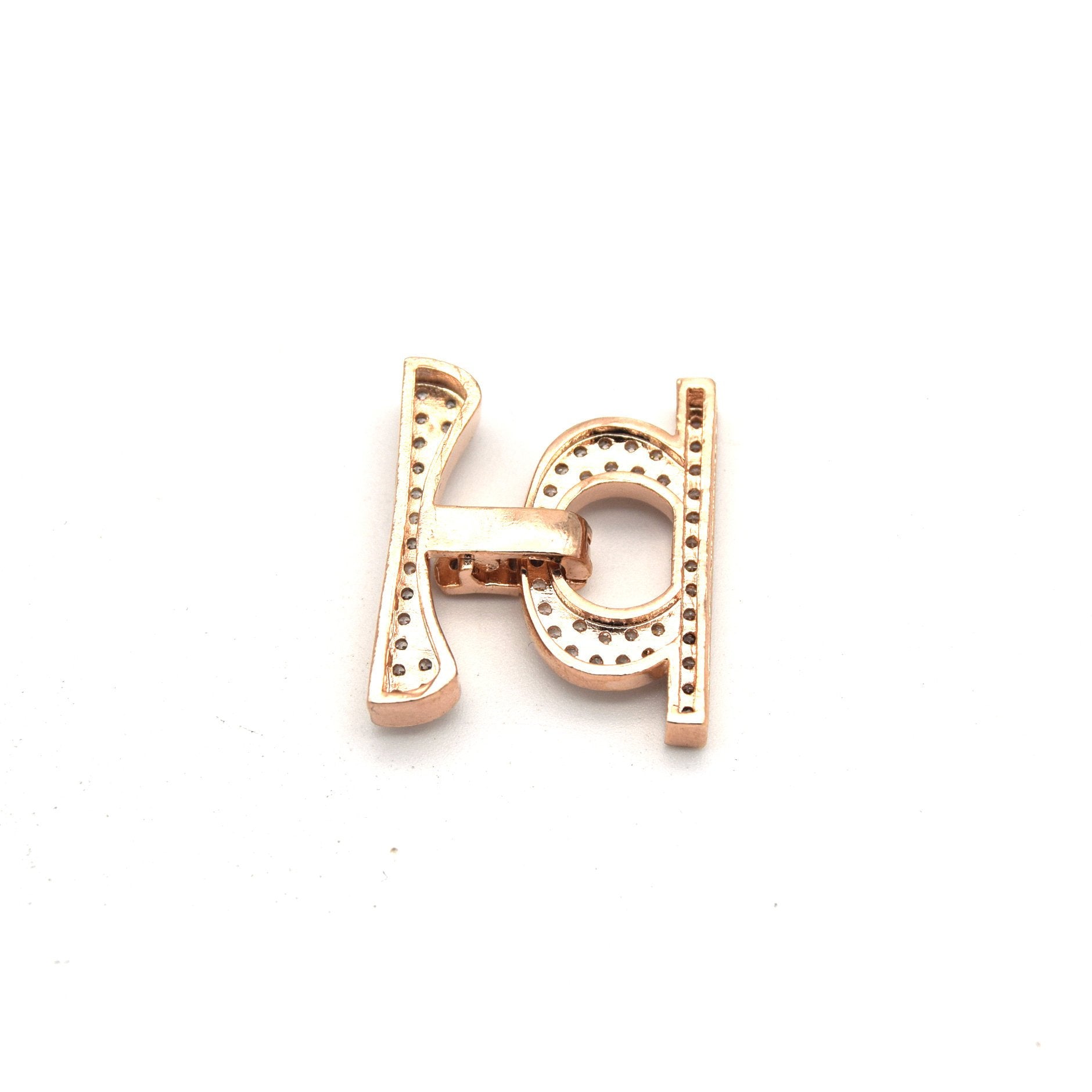 20mm x 25mm Rose Gold Plated Cubic Zirconia Encrusted/Inlaid Bar/Loop Shaped Clasp Components