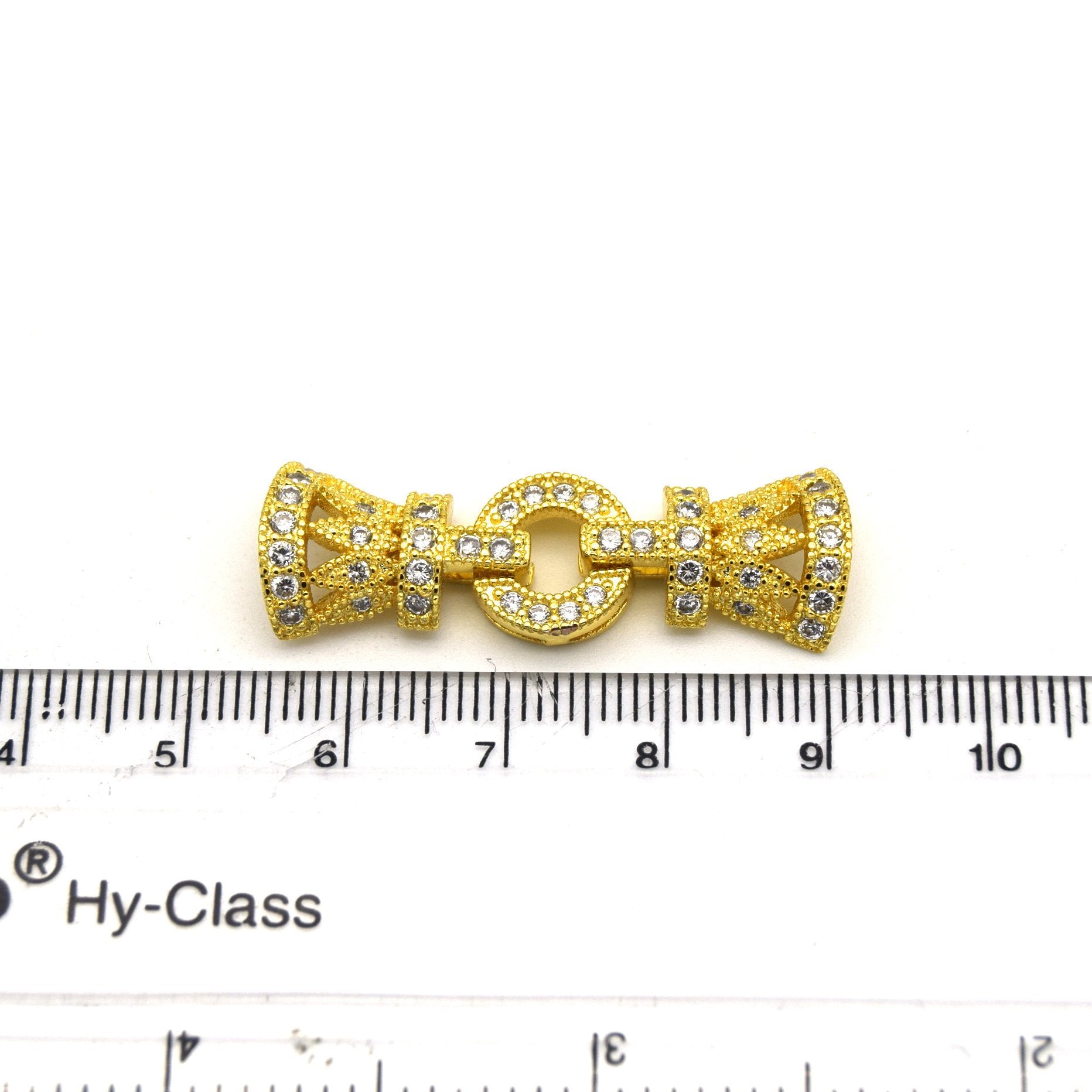 36mm Gold Plated Cubic Zirconia Encrusted/Inlaid Crown Shaped Double Clasp Components