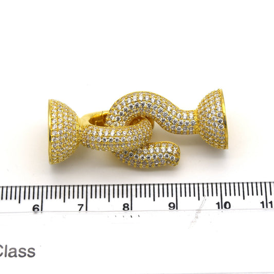 40mm x 16mm Gold Plated Cubic Zirconia Encrusted/Inlaid Nesting Hook/Ring Shaped Clasp Components