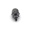 26mm Gunmetal Plated Cubic Zirconia Encrusted/Inlaid Flower Shaped Drop Pendant with Magnet Clasp