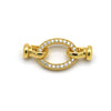 40mm x 18mm Gold Plated Cubic Zirconia Encrusted/Inlaid Open Oval Shaped Double Clasp Components