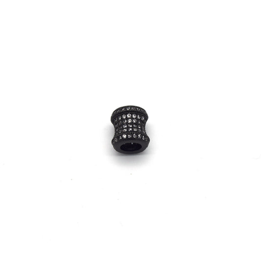 9mm x 7mm Gunmetal Plated CZ Cubic Zirconia Encrusted/Inlaid Flared Tube Shaped Bead