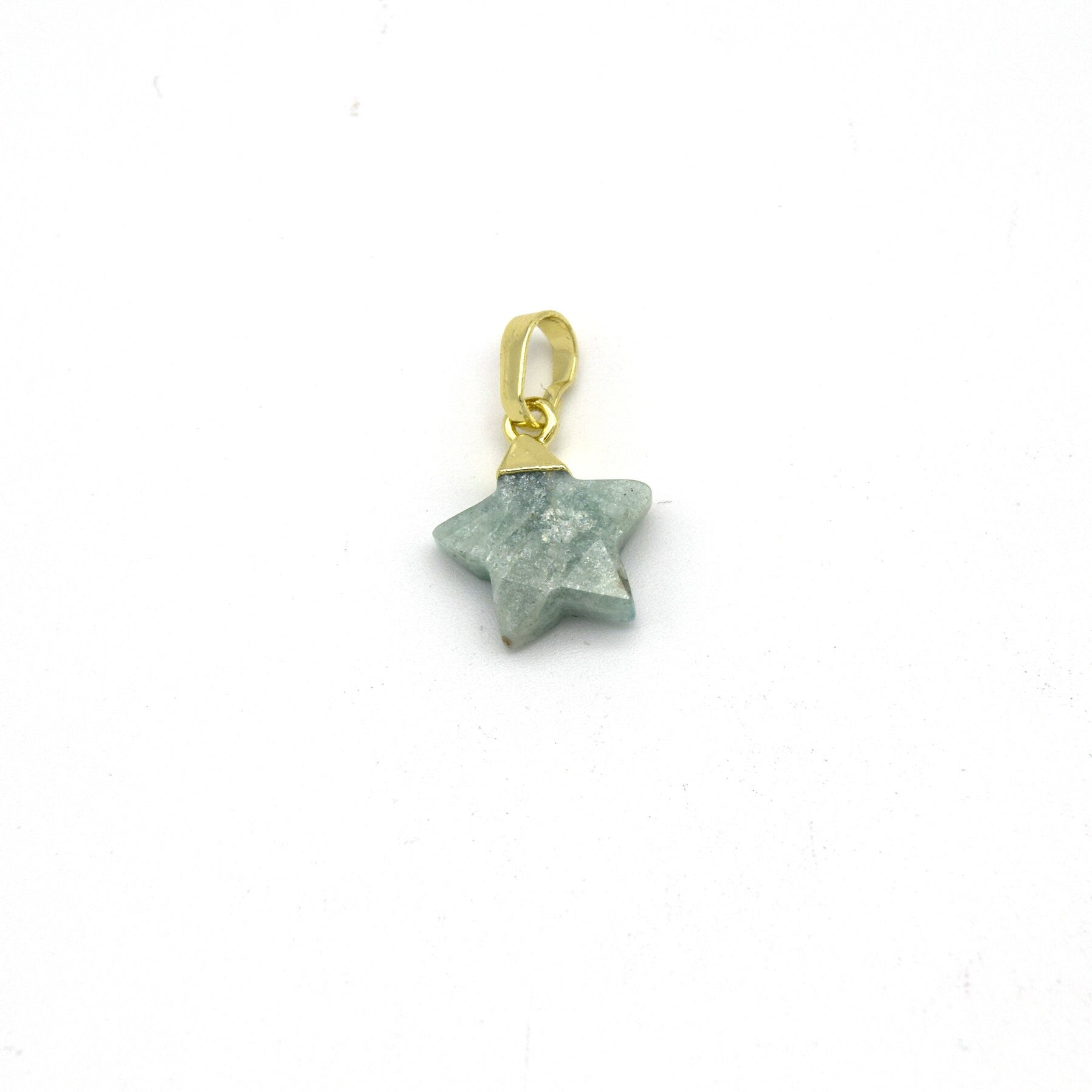 12mm x 12mm Amazonite Faceted Star Shaped Pendant Component with Gold Bail