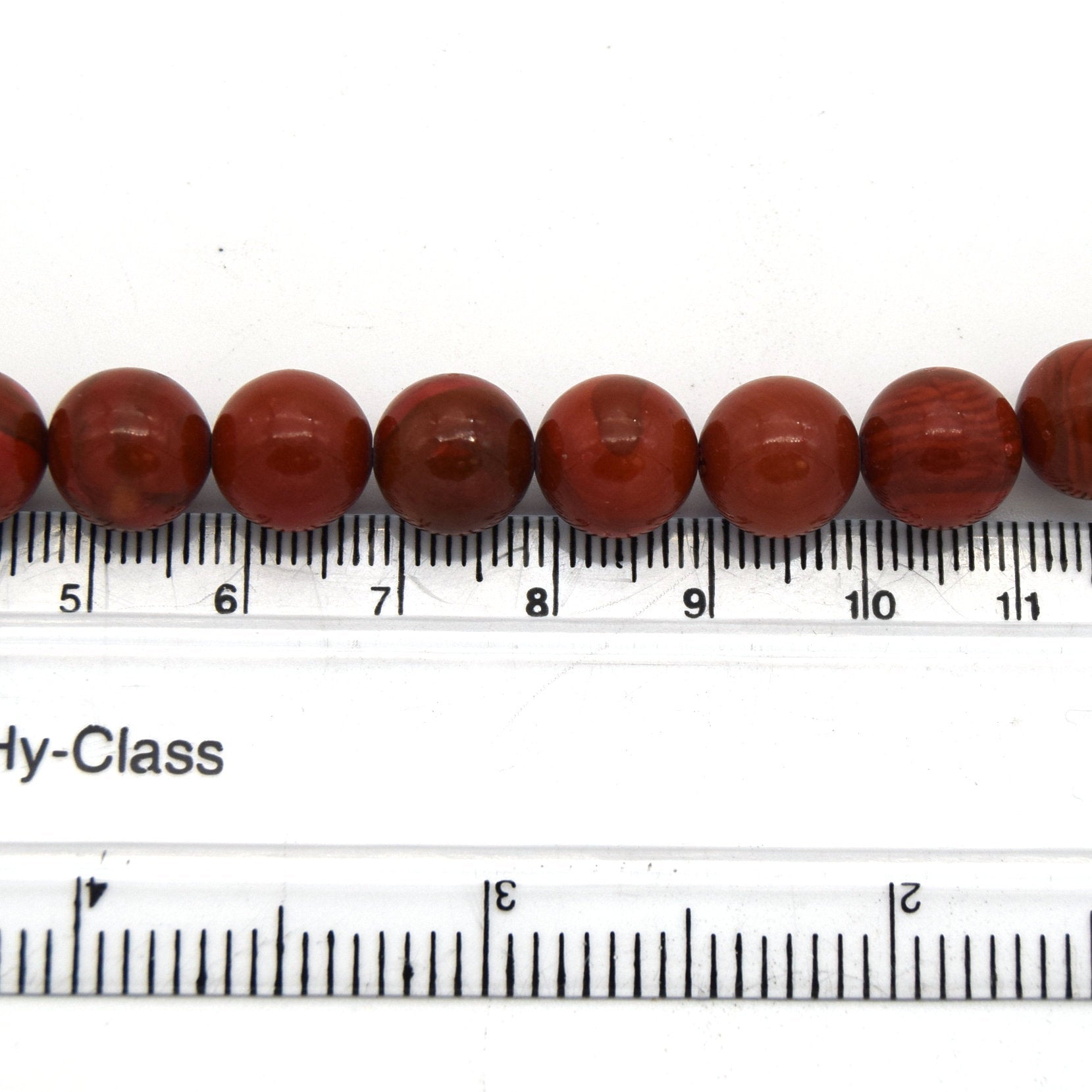 10mm Glossy Smooth Brick Red Poppy Jasper Round/Ball Shaped Beads - (Approx. 15" Strand ~37 Beads)