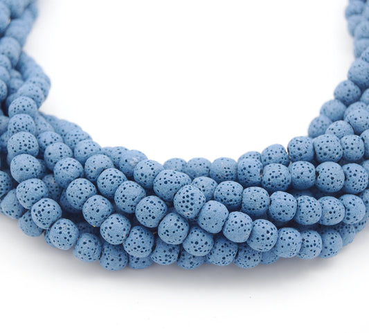 Lava Beads | Light Blue Round Diffuser Beads - 6mm 8mm 10mm 12mm 14mm 16mm 18mm Available