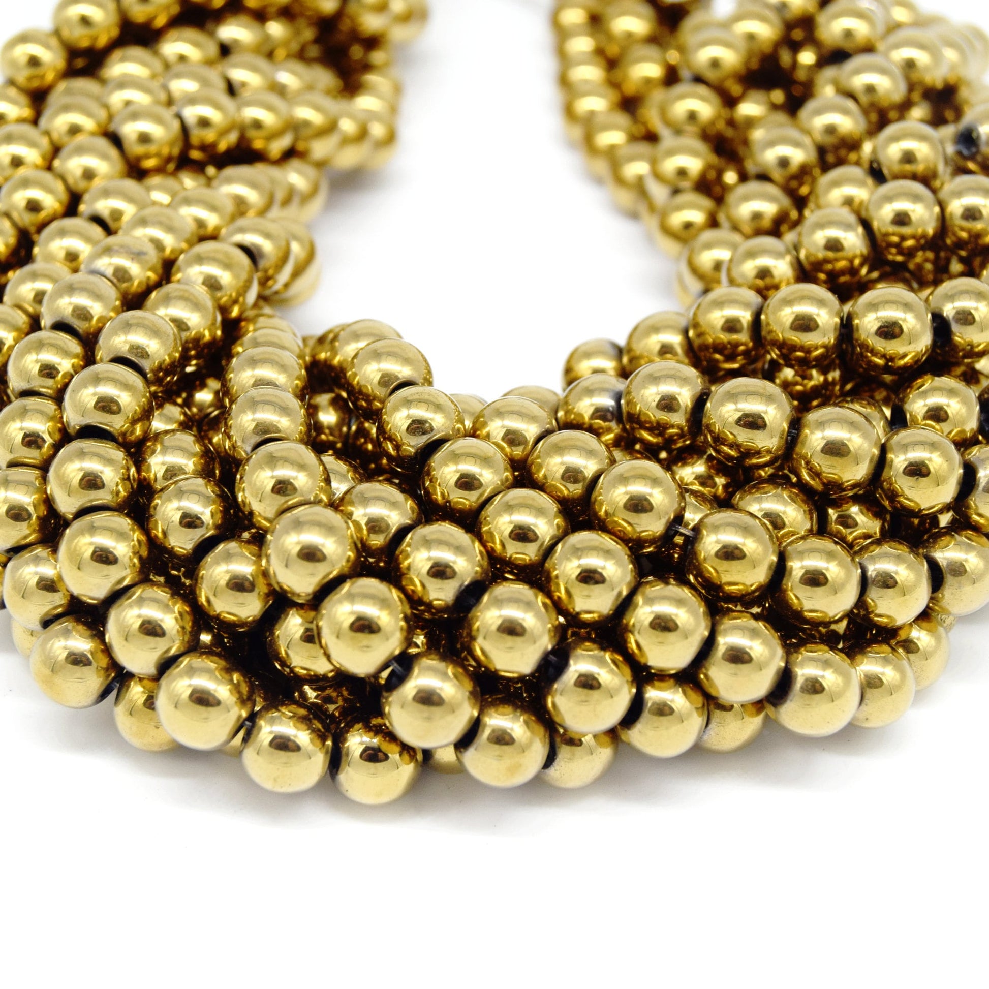 Hematite Beads | Light Gold Round Natural Gemstone Beads - 4mm 6mm 8mm 10mm Available