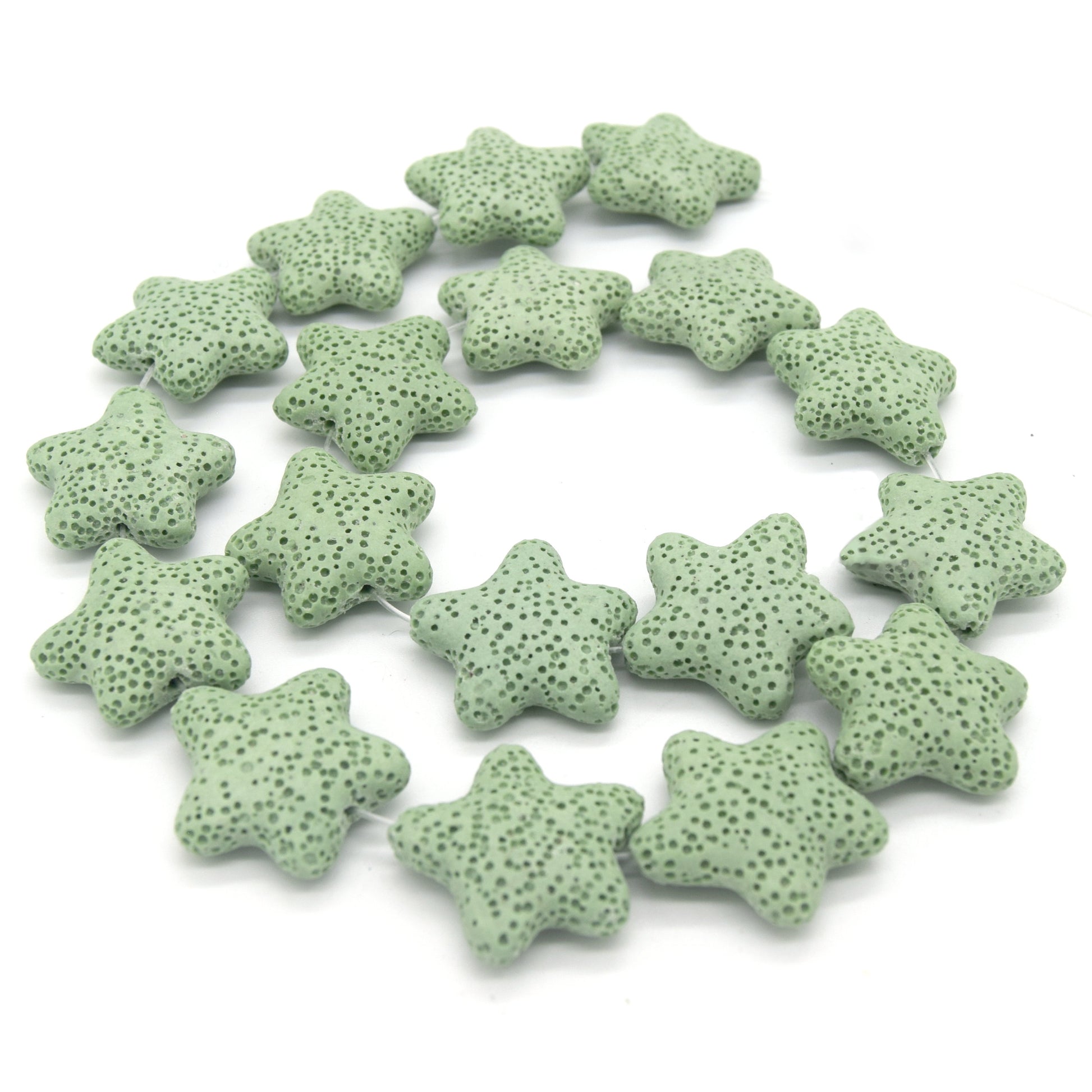 Star Lava Beads | Natural Light Green Lava Rock Beads - 22mm 27mm 42mm Available