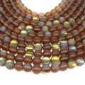 Synthetic Moonstone Beads | Mystic Aura Quartz Beads | Brown Matte Holographic Glass Beads - 6mm 8mm 10mm 12mm Available