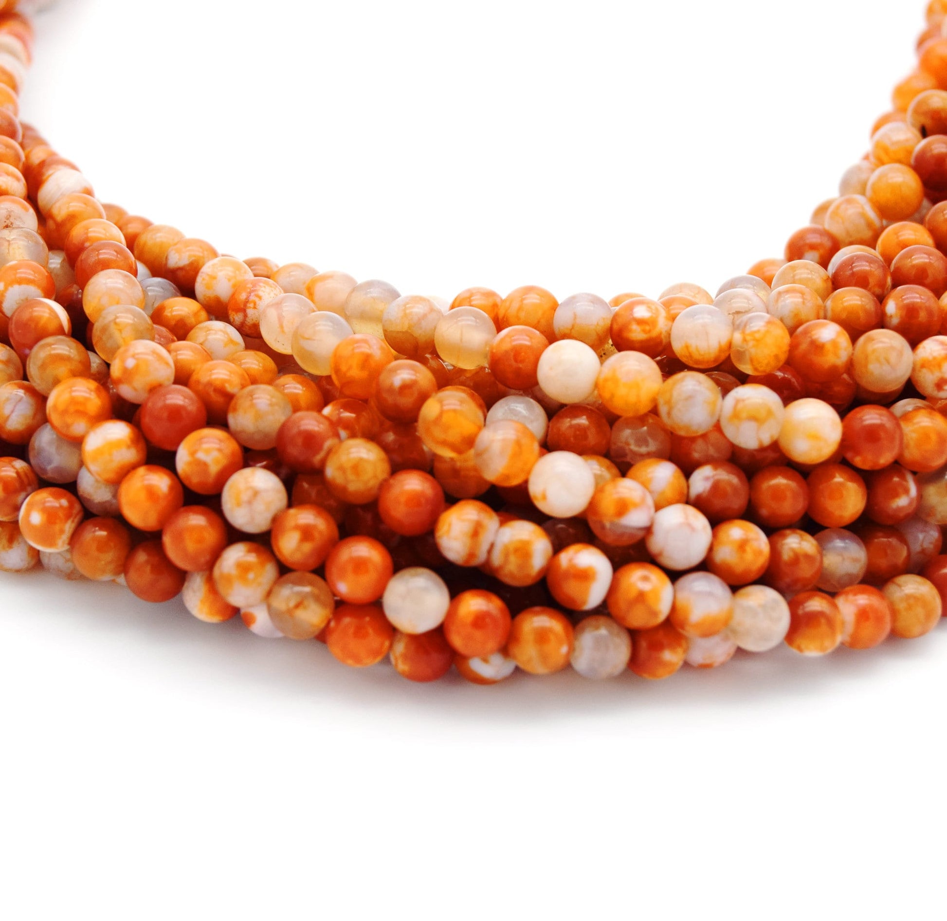 Orange Mottled Agate Beads