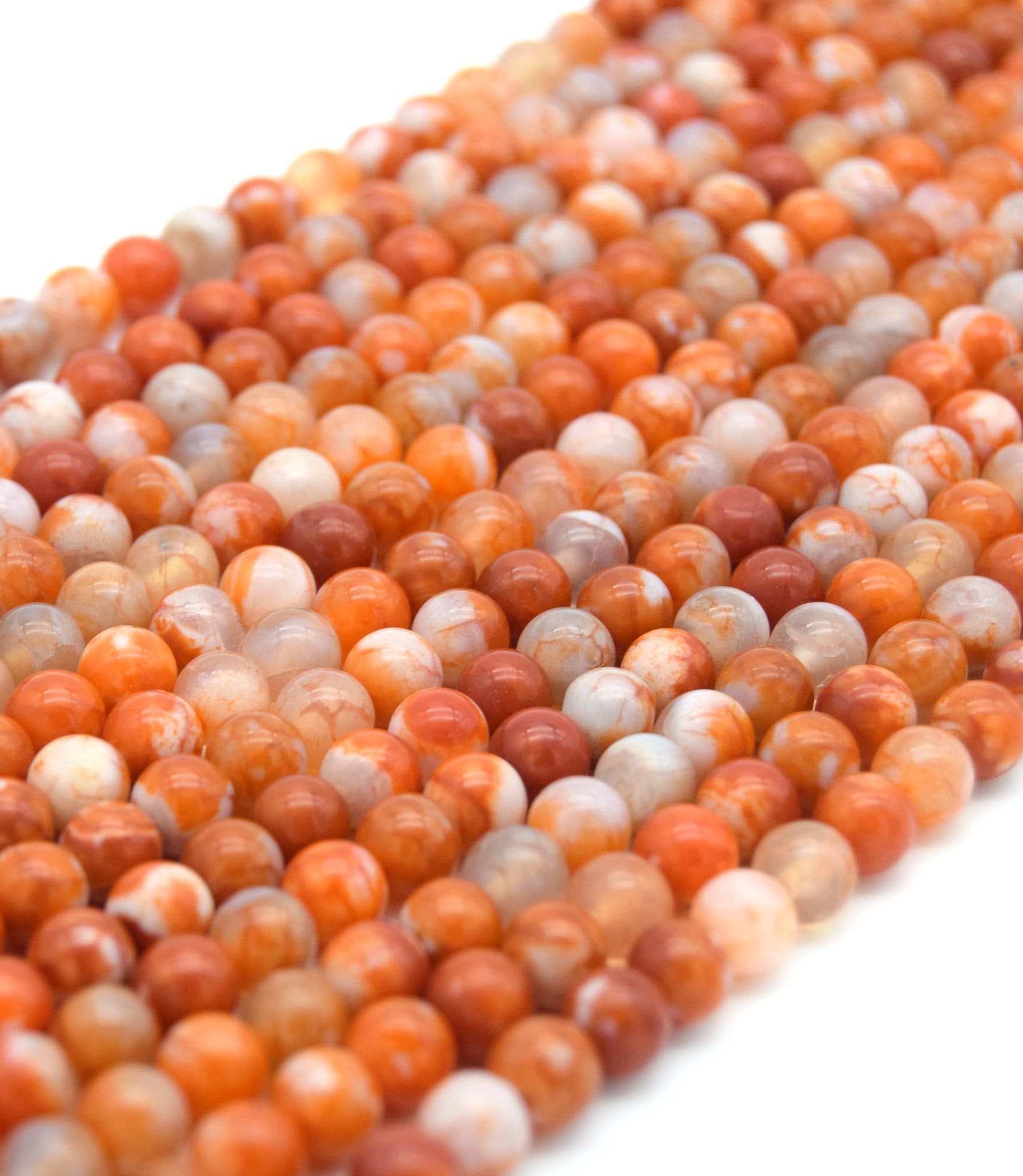 Orange Mottled Agate Beads