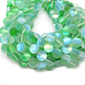 Synthetic Moonstone Beads | Mystic Aura Quartz Beads | Green Matte Holographic Glass Beads - 6mm 8mm 10mm 12mm Available