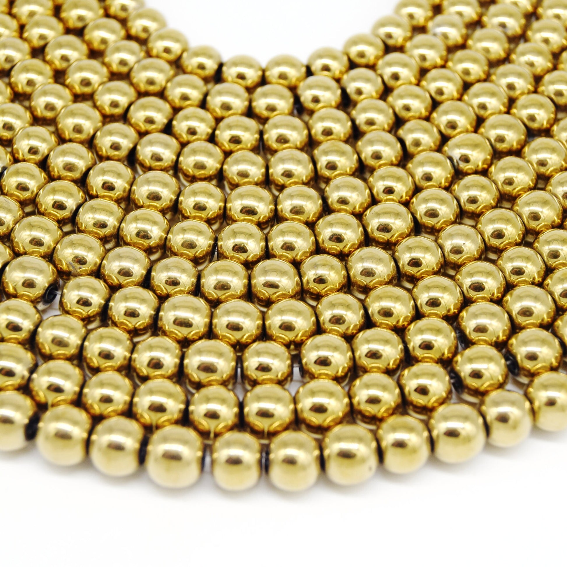 Hematite Beads | Light Gold Round Natural Gemstone Beads - 4mm 6mm 8mm 10mm Available