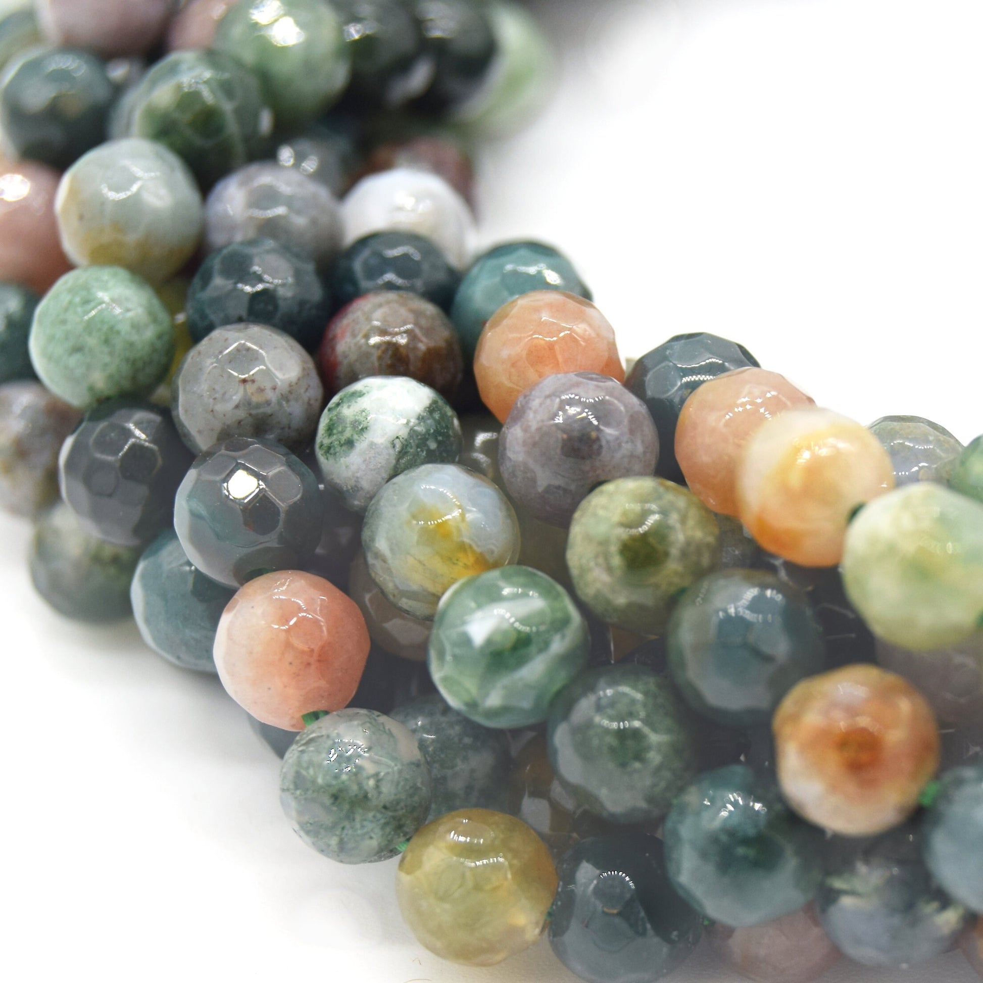 Indian Agate Beads | Natural Faceted Round Gemstone Beads - 4mm 6mm 8mm 10mm 12mm Available