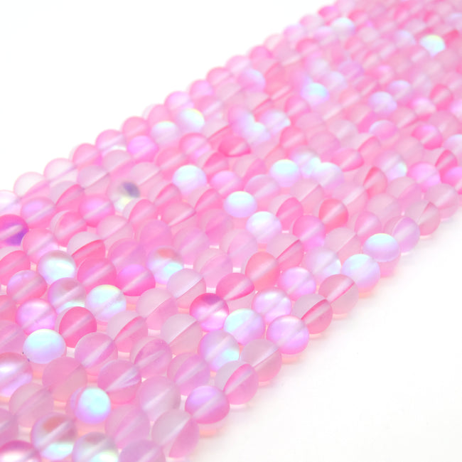 Mermaid Beads Synthetic Moonstone 8mm Aqua matt