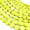 Fluorescent Yellow Chinese Crystal Beads | Hexagon, Rectangle, Oval, Square, Coin, Teardrop, Shaped Glass Beads