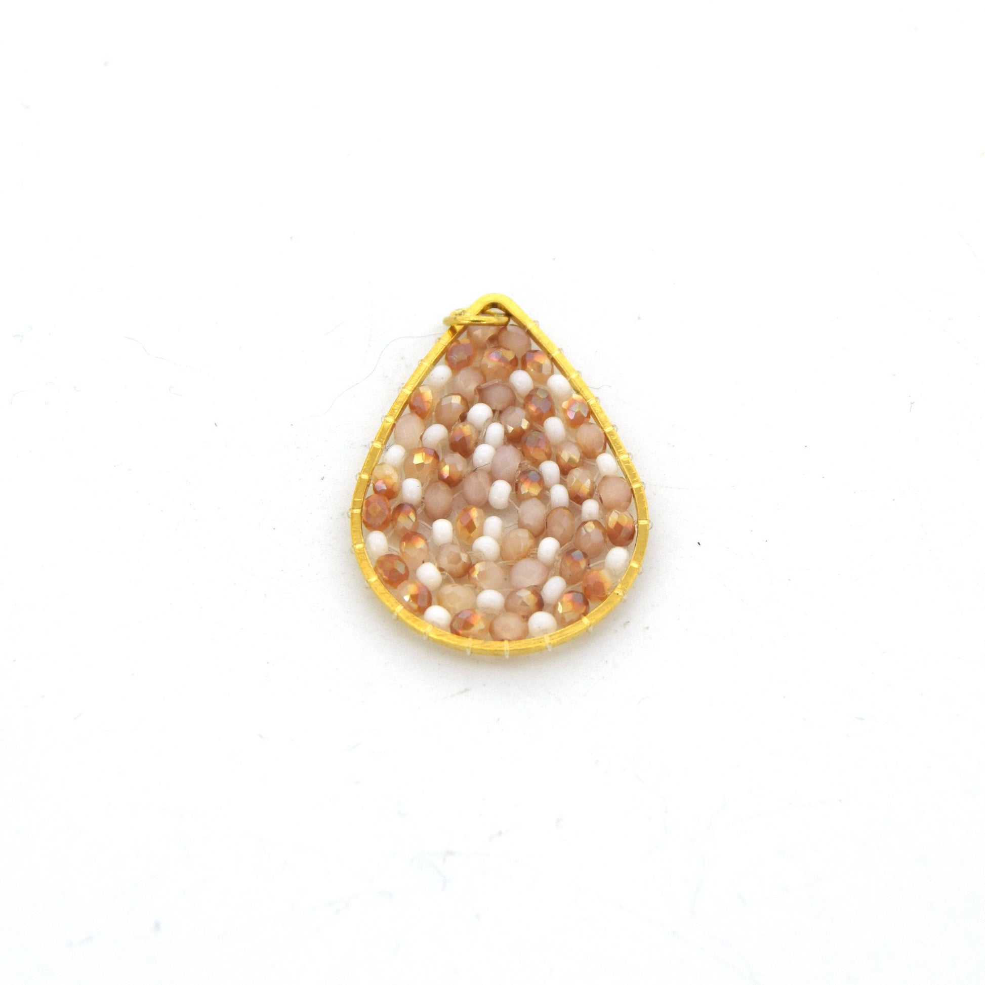 Seed Bead Component | 22mm x 32mm Teardrop Shaped Gold Jewelry Component - Black, Red, White, Purple, Teal, Salmon Pink available