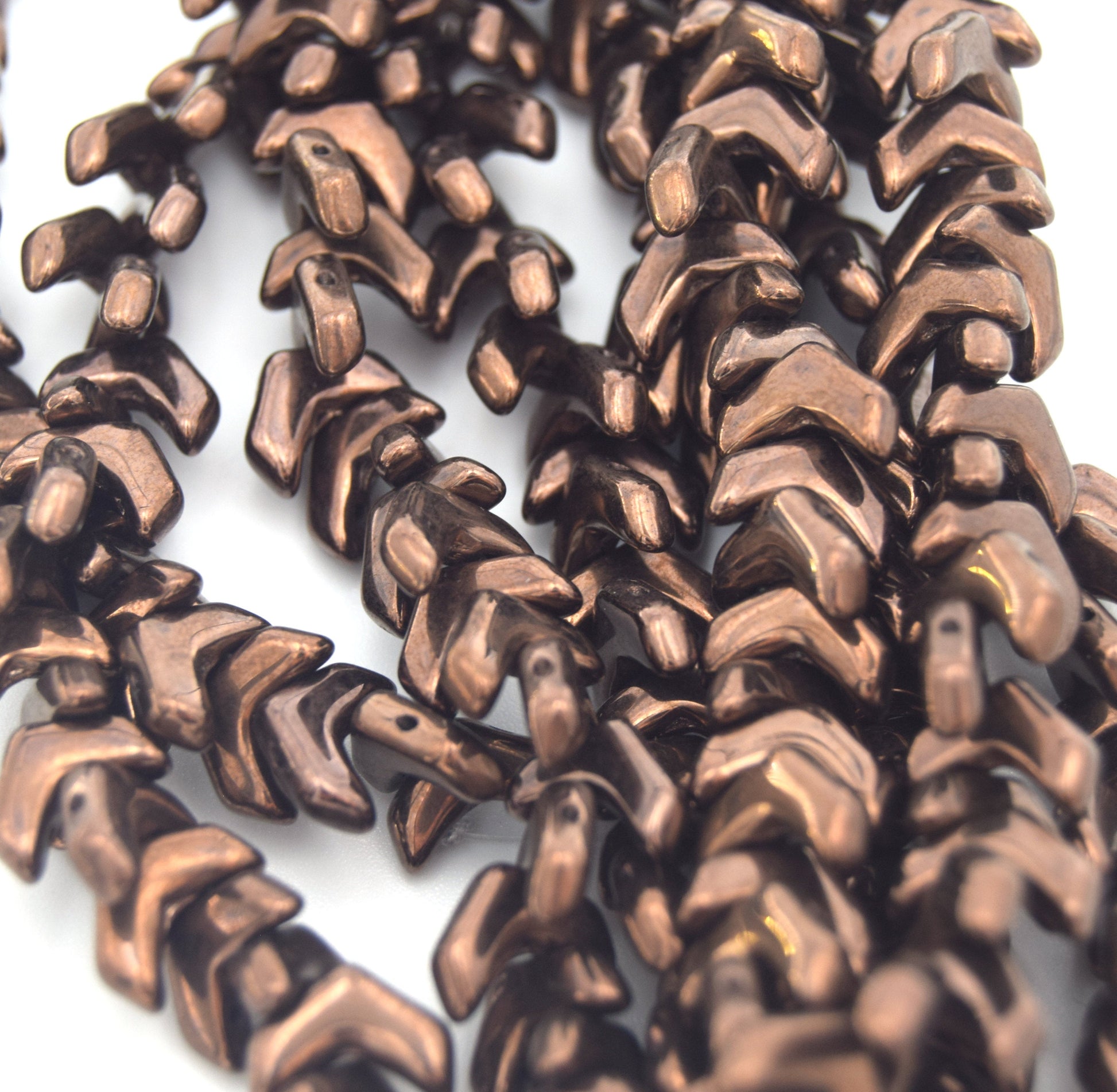 Chevron Duo Beads | 10mm x 4mm Jet Bronze - 2 hole Czech Glass | 30 Beads per strand