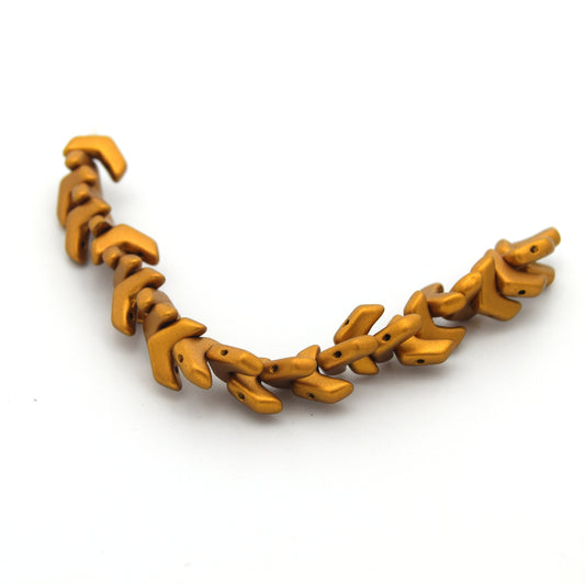 Chevron Duo Beads | 10mm x 4mm Bronze Gold - 2 hole Czech Glass | 30 Beads per strand