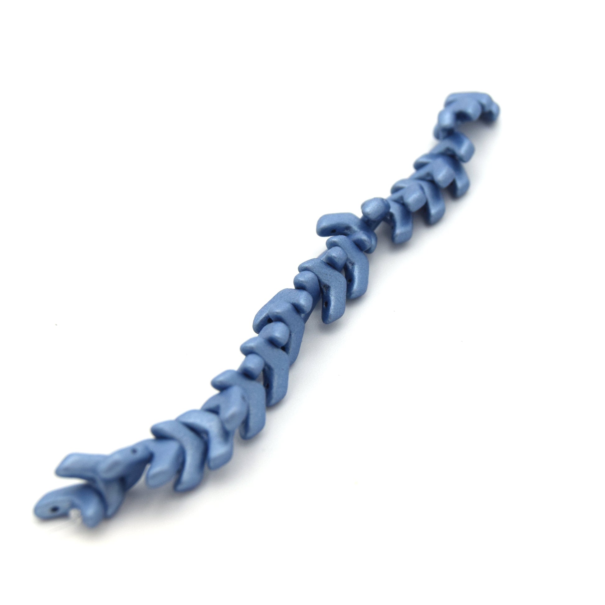 Chevron Duo Beads | 10mm x 4mm Jet Suede Blue - 2 hole Czech Glass | 30 Beads per strand