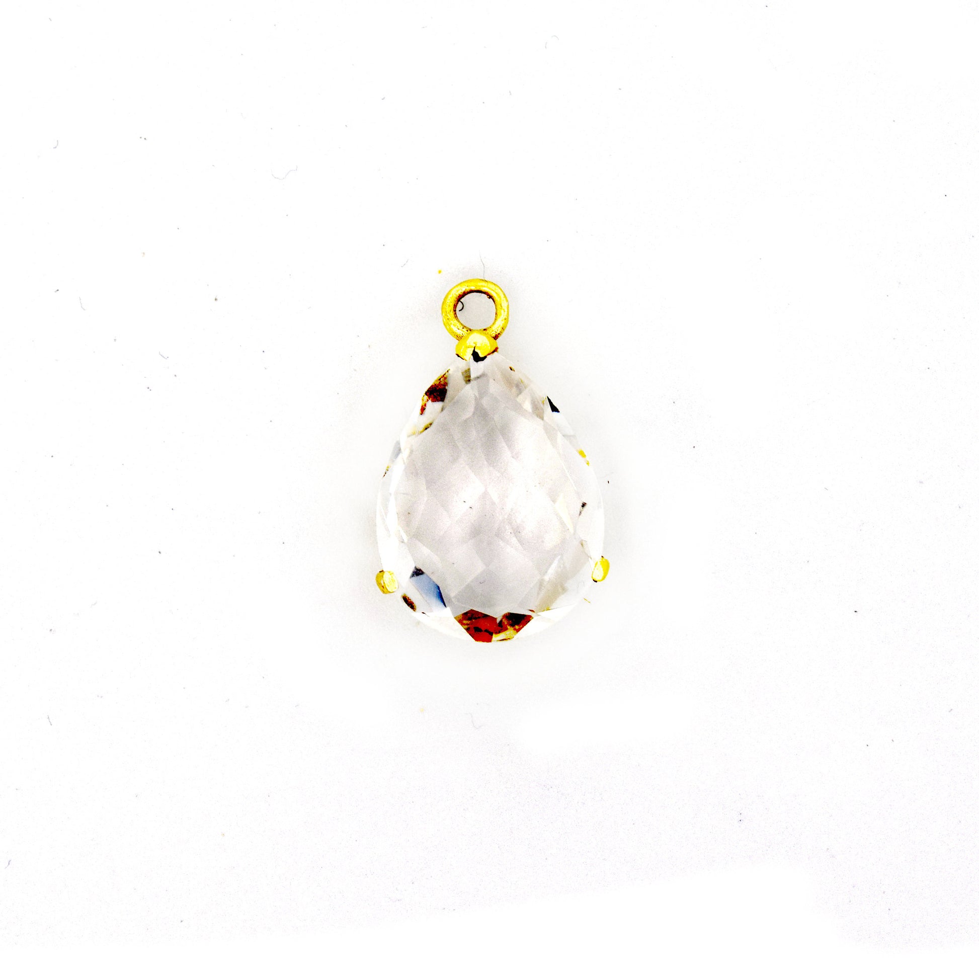 Hydro Quartz Prong Set Teardrop Gold Bezel Pendants - 17mm x 27mm -  Blue, Yellow, Pink, Clear, Gray, Purple, Aqua available