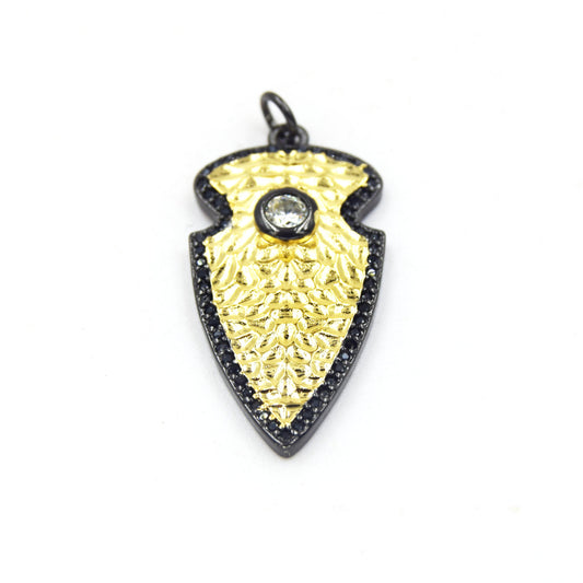 CZ Pendant | 15mm x 29mm Arrow Shaped Cubic Zirconia Gold Plated Pendant/Charm