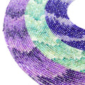 Mystic Shaded Quartz Beads | AB Coated Dyed Quartz Micro Faceted Rondelle Beads - Green Purple Blue Available - Indian Cut Gemstone